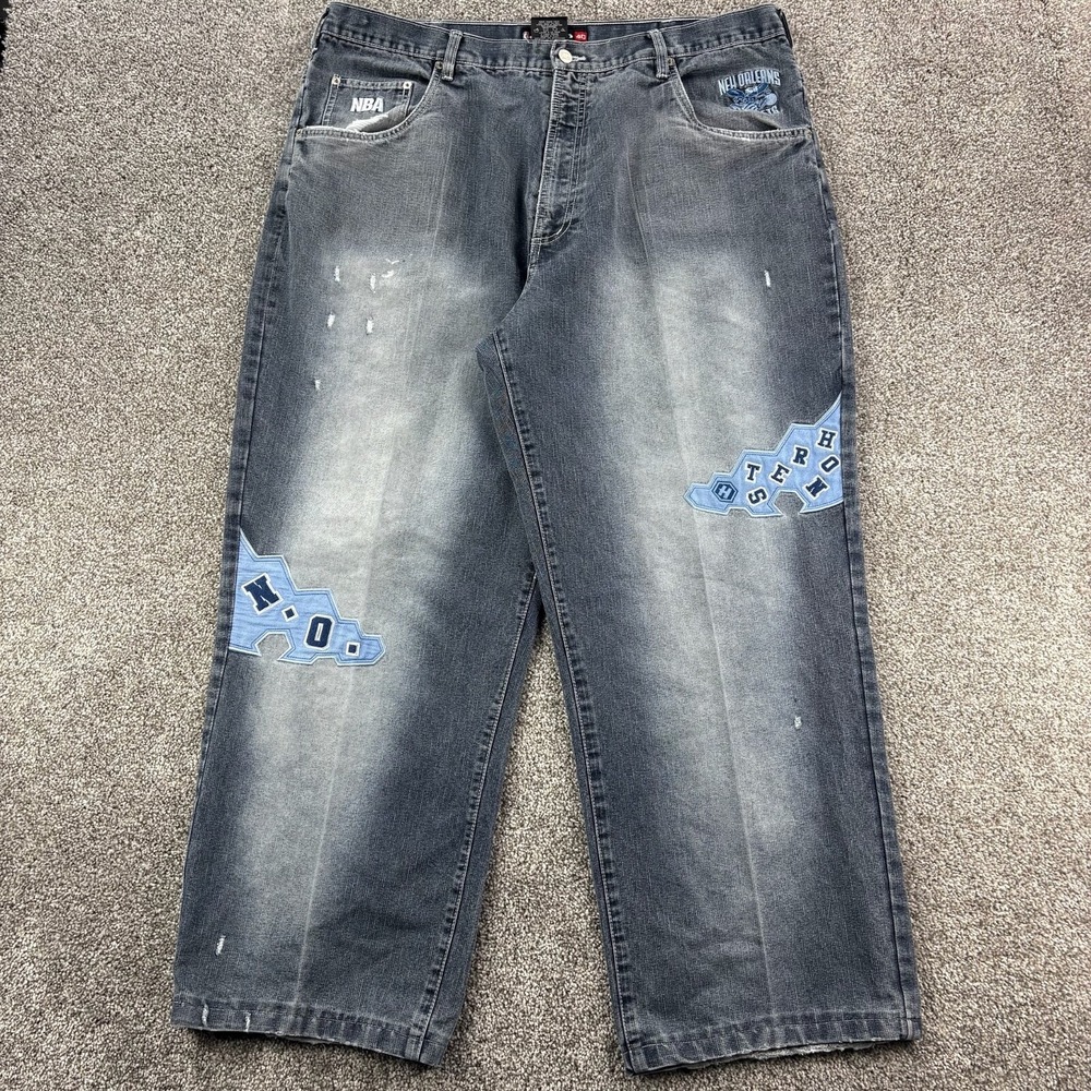 Vintage‎ Y2k New Orleans Hornets Jeans Mens 40x30 UNK NBA Basketball Wide Baggy